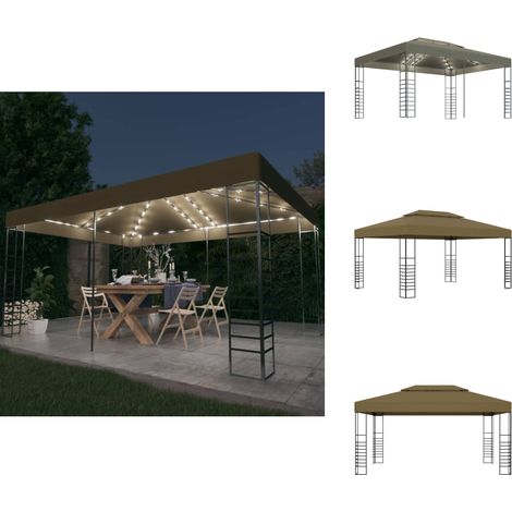 Pavillon mit LED-Lichterkette 3x4 m Taupe - Gartenpavillon - Gartenpavillons - Pavillon - Pavillons (1/5)