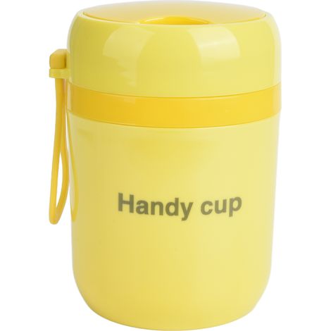 Contenants Isothermes pour Soupe 500ml Anti-Brulure avec Cuillère Pliable pour Bureau et École - Jaune Fluorescent (1/5)