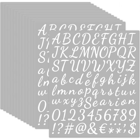 14 hojas de pegatinas blancas autoadhesivas de números y letras, pegatinas de vinilo con números y letras del alfabeto para álbumes de recortes, tarjetas de felicitación y letreros. (1/5)