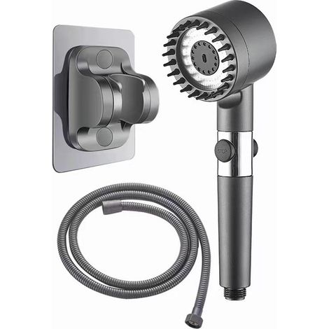Ahlsen Druckduschkopf, Handbrause-Set, 3-Modus-Filter mit Schlauch, Halterung, grau (1/4)