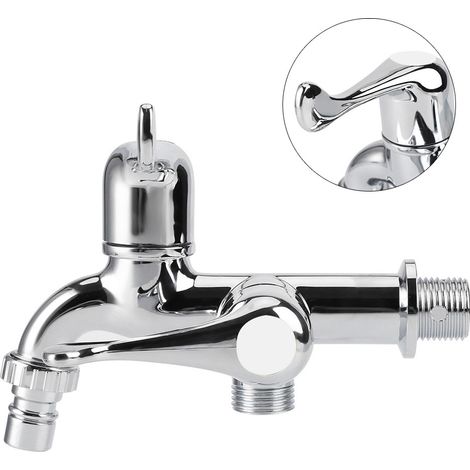 Robinet mitigeur simple en plastique ABS pour eau froide, robinet multifonctionnel à double tête pour machine à laver, finition électroplaquée. (1/5)