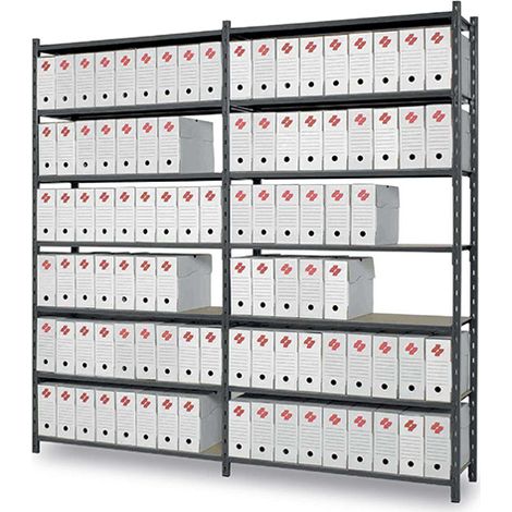 Scaffalatura per archivi a doppio lato - Elemento successivo: 2000x1250x700mm - Utilizzabile solo con un modulo iniziale - RAYARCH/7N/1070/S