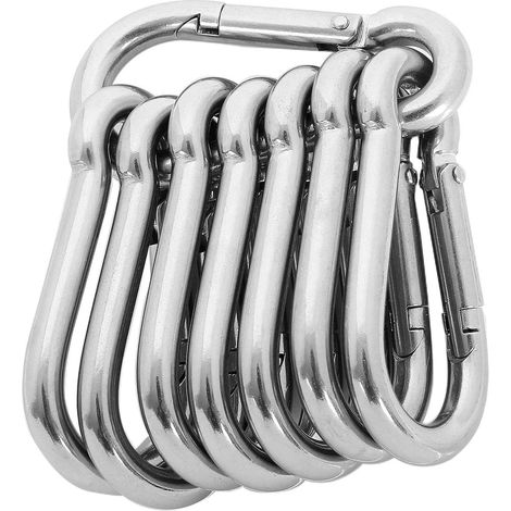 8PCS - M8 Mousqueton en Acier Inoxydable 304 - Mousqueton Inox 80mm de Fixation Capacité de Charge de 500 kg/1100 lb, Crochet Mousqueton Hamc Balancoire - 80mm x φ8 mm (1/5)