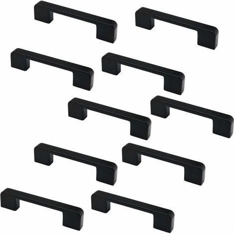 royaluxe - Lot De 10 Poignées De Porte De Placard Et De Tiroir En Alliage De Zinc Noir Mat 106 Mm De Long (1/5)