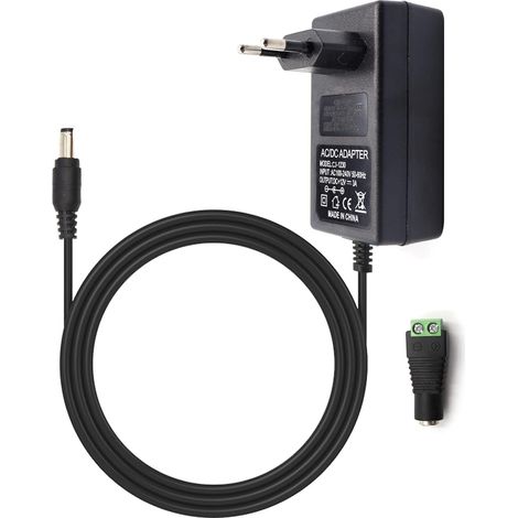Adaptateur secteur 12 V 3 A, transformateur 36 W, compatible avec les rubans LED (prise UE), notamment les rubans LED COB 3528/5050 SMD. Alimentation : 100-240 V CA.