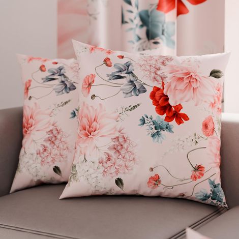Lot de 2 Taies d'Oreillers 60x60 cm 100% Microfibre Hypoallergénique, Housse Oreiller Rectangulaire Motif Floral Rose, Paquet de 2 (1/3)