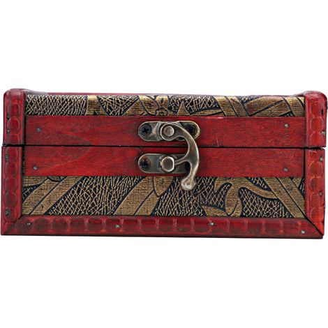 Boîte à bijoux vintage en bois avec serrure pour rangement bagues et boucles d'oreilles (1/5)