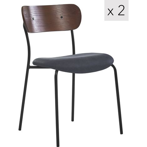 Nordlys - Lot de 2 Chaises de Salle a Manger Industrielles Metal Bois (1/5)