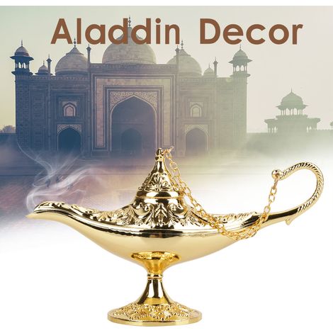 Lampe magique Aladdin rétro rare, pot à souhaits, couleur dorée, objet de collection (1/5)