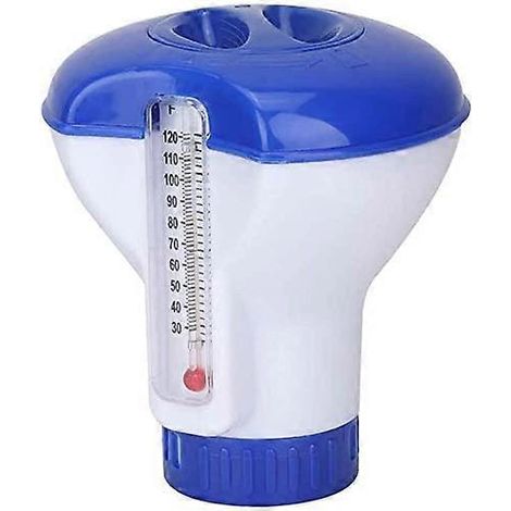 Distributeur de chlore flottant de 5 pouces, adapté aux piscines et spas (bleu et blanc). (1/3)