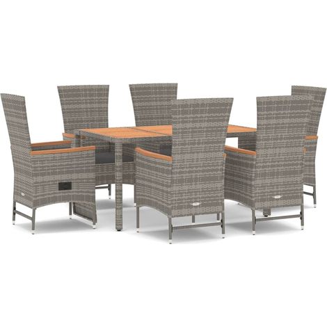 Maison Exclusive - Set da Pranzo da Giardino 7 pz con Cuscini in Polyrattan Grigio (1/5)