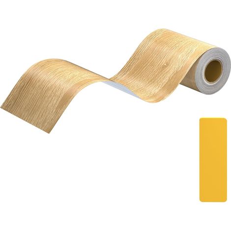 Ruban Adhésif Bois Papier 10 cm x 10 m Ruban à grain de Bois Imperméable, Papier Adhesif pour Meuble Bois, Ruban Adhésif Effet Grain de Bois Réparation pour Sols, Portes, Plinthe(Teck jaune) (1/5)
