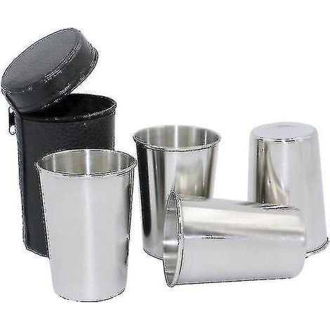 Edelstahl-Weingläser für den Außenbereich, 150 ml, 4er-Set, mit Tragetasche und stapelbaren Bechern. (1/3)