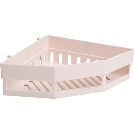 Étagère d'angle de salle de bain blanche-Beige
