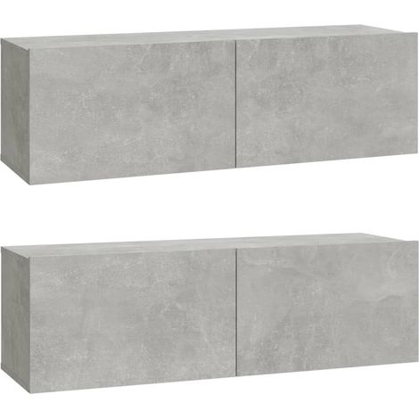 Mobile TV multimediale scaffale per televisione credenza televisione sala da pranzo soggiorno camera da letto 2 pezzi 100 x 30 x 30 cm pannelli compositi grigio 020028521