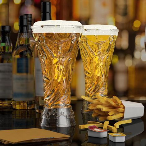 Chope à bière trophée Coupe du Monde, ABS transparent incassable 7x19x10cm, lot de 4 verres design créatif pour football (1/5)
