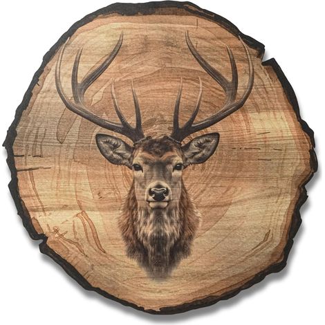 Tableau mural Cerf Taille 20 cm - Impression artistique prête à accrocher - Décoration murale sur le thème de la chasse, nature, animaux (1/5)