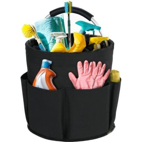 Faltbarer Aufbewahrungskorb (17 l) mit Griff, Organizer für Reinigungsmittel, tragbare Multifunktionstasche für Haus und Garten (Schwarz) (1/5)