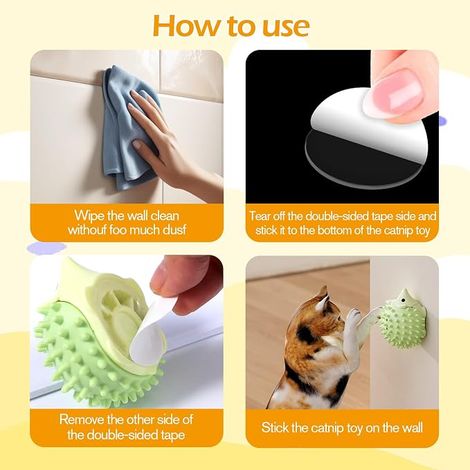 Lickable Catnip Ball Wall Catnip Ball Toy Catnip Ball Rotatable Cat Games Brush Self Groomer for Cats (1/4)