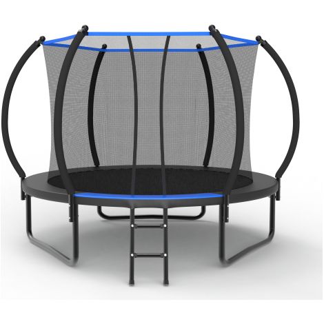 Cama elástica redonda de 305 cm con red de seguridad y escalera, probada según la norma EN 71-14, con certificación CE, para uso exterior en jardín, ideal para niños y adolescentes. (1/5)