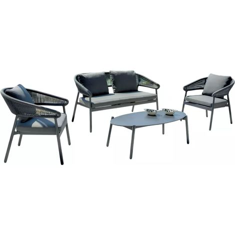 set da giardino solaria "cap-ferrat" in alluminio antracite e grigio chiaro 3 sedute e 1 tavolino (1/2)