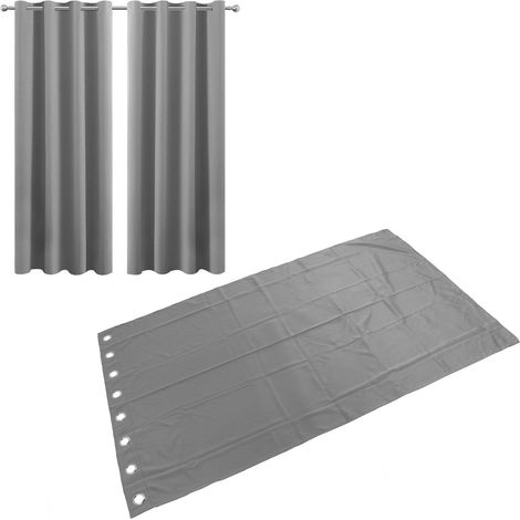 Rideaux occultants sans perçage, gris, 132 cm (L) x 213 cm (l) (1/5)
