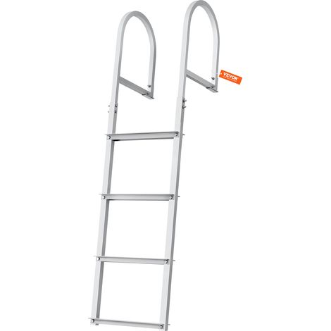 VEVOR Escalera de Muelle 4 Escalones Extraíbles Escalera de Pontón de Aleación de Aluminio Carga de 226 kg Escalón de 78 mm Pedales Antideslizantes para Embarque en Barco, Lago, Piscina