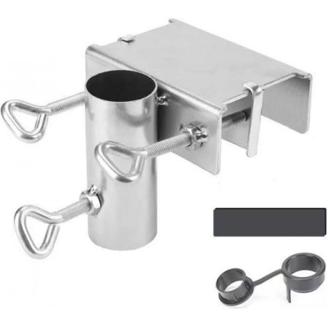 Abrazadera para sombrilla, soporte para sombrilla, fijación para mástil de sombrilla, compatible con barandillas de balcón, para mástiles de 38 mm de diámetro. (1/5)