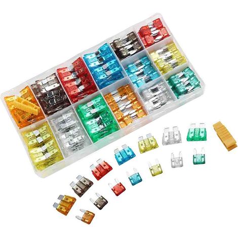 Lot de 300 fusibles à lames pour voiture, haute conductivité électrique, protection contre les courts-circuits, couleurs variées. (1/5)