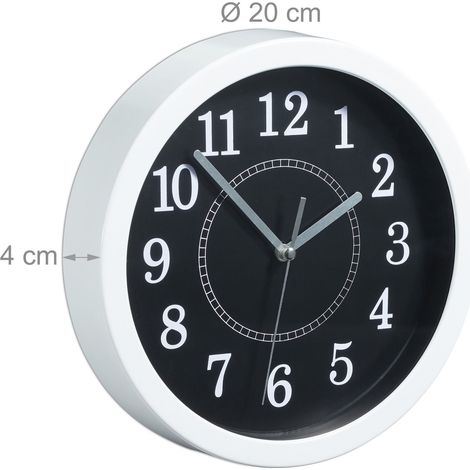 Orologio da parete rotondo classico cucina ingresso 20 x 4 cm indicatore dei secondi design senza tempo in plastica nera 130004413