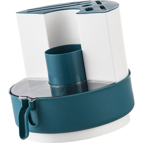 Support de rangement multifonctionnel rotatif à 360° pour couteaux, fourchettes et baguettes de cuisine, en plastique. (1/5)