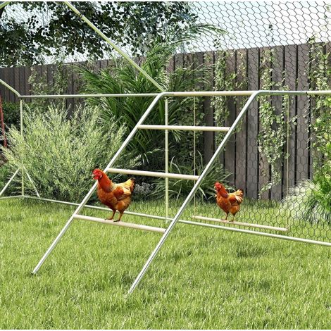 Juego para gallinas con 4 perchas y columpio regulable, 82 x 150 x 110 cm, plata (1/5)
