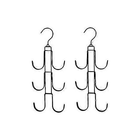 Taschenhalter – 2 Stück, insgesamt 12 Haken – Handtaschenhaken – Garderobenständer – Kleiderständer – Drehbar – Platzsparend – Haken für Taschen, Hüte, Gürtel, Accessoires