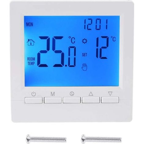 Thermostat mural intelligent avec écran LCD pour chauffage au sol-Rétroéclairage bleu (1/4)