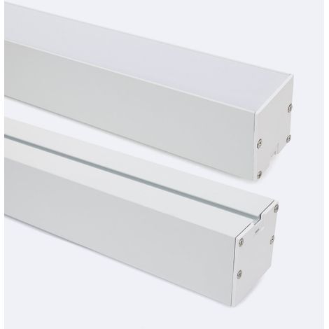 Profilo Alluminio a Sospensione XL 50x50 per Striscia LED fino a 45mm con Copertura Continua Bianco 2 m Bianco traslucido (1/5)