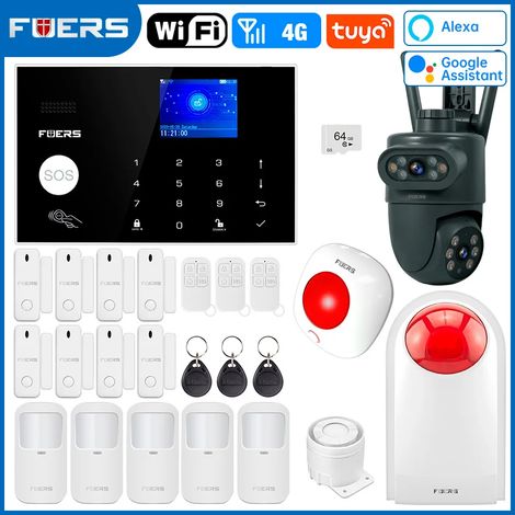 (Pack 5) Système d'alarme intelligent Wi-Fi 4G, système d'alarme antivol et de sécurité sans fil pour la maison (1/5)