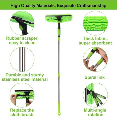 Racleur à vitres télescopique 4,5m Acier inoxydable Tige extensible Kit de nettoyage de vitres en hauteur (1/5)