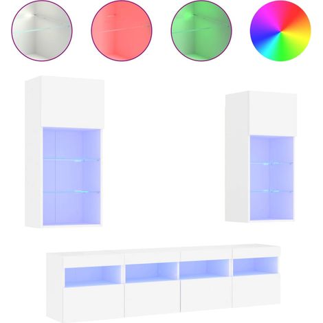 Maison Exclusive - 5-tlg. Wohnwand mit LED-Beleuchtung Weiß Holzw