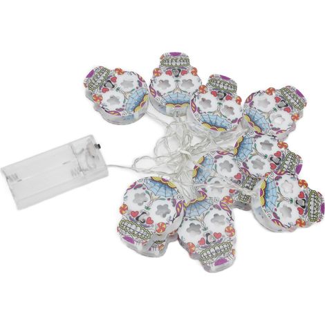 10 LED Totenkopf-Lichterkette für Halloween, Festivals, Partys und Feiertage – batteriebetrieben (1/5)