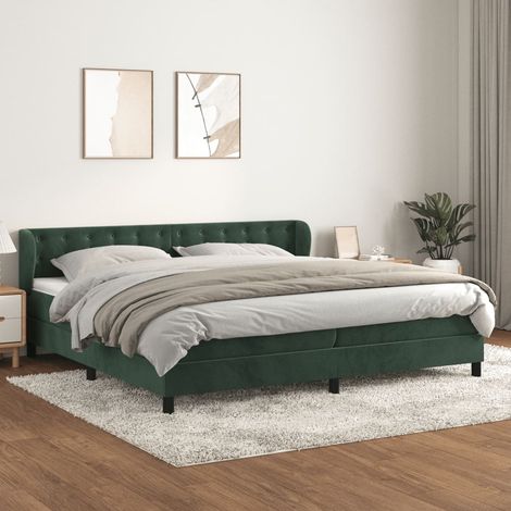 Cama box spring con colchón terciopelo verde oscuro 200x200 cm vidaXL (1/5)