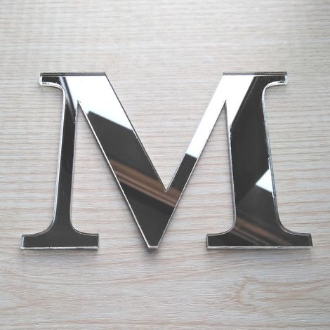 Lettre Miroir Argent Décorative Plexiglass.- M - 10 cm (1/5)