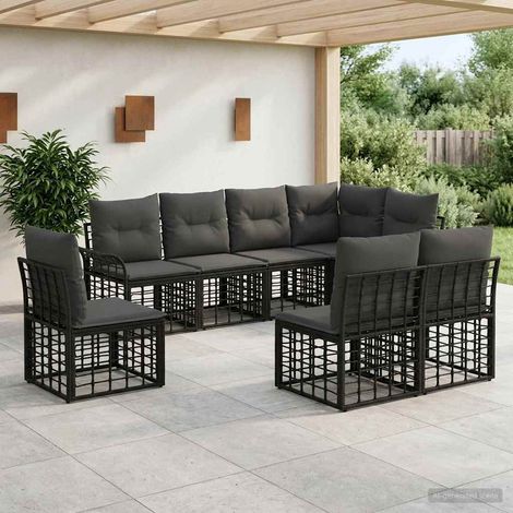 Conjunto de sofás de exterior 8 pcs Negro y Gris oscuro (1/5)