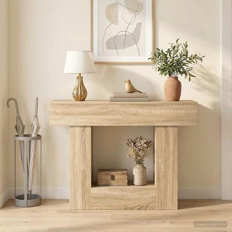 vidaXL  Console Table  Sonoma Oak 101 x 30 x 74 cm Engineered Wood