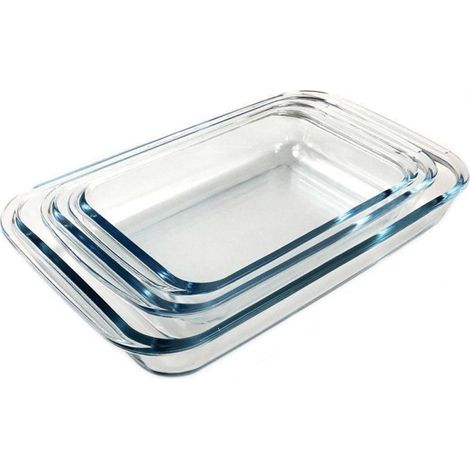 Lot de 3 plats rectangulaires en verre pour four, 1 à 2,2 litres Compatibles micro-ondes, congélateur et lave-vaisselle (1/5)