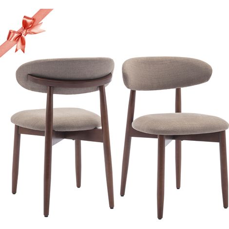 Colamy – Lot de 2 chaises de salle à manger – Structure en bois massif – Assise en mousse haute densité – Dossier ergonomique marron