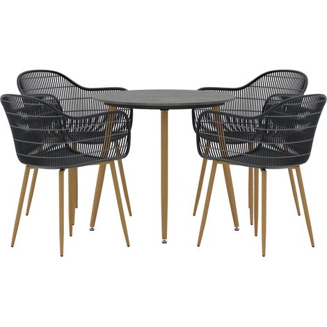 Ensemble Table de Jardin & 4 Chaises "Anafi" 80cm Noir