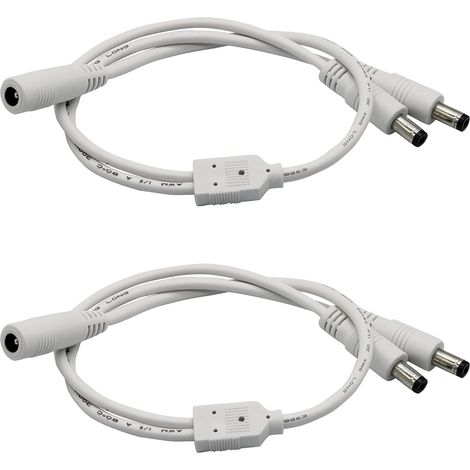 Confezione da 2 cavi splitter di potenza da 5,5 x 2,1 mm, cavo splitter da 1 femmina a 2 maschi, cavo di alimentazione splitter a Y CC a 2 vie per strisce luminose a LED (1/4)