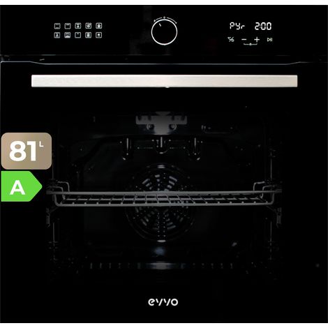Horno EVVO Airfryer H25, Eficiencia Energética A, 81L de Capacidad, 10 Programas, Función Airfryer, Temporizador, Display Digital, Control Táctil, Guía Telescópica, Color Negro