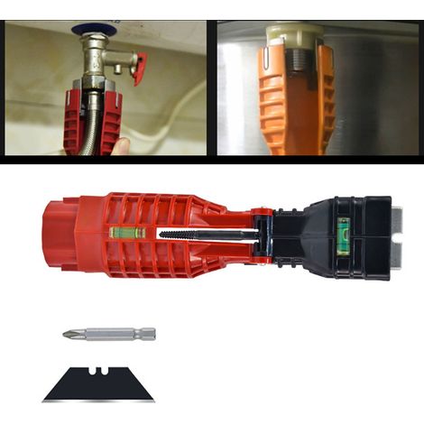 Clé à robinet multifonctionnelle 18 en 1 en alliage d'aluminium et plastique technique pour installation d'évier. (1/5)