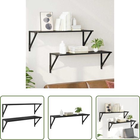 Rangement - Étagères Murales 2 pcs Chêne noir 80 x 25 x 25,5 cm (1/5)